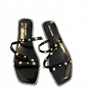 Steve Madden Black Sandals with Silver Accents